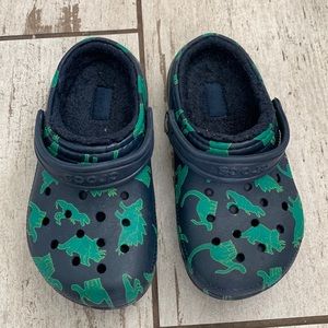 Kids Dinosaur Lined Crocs - Size 12